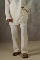 OFF WHITE TEXTURED GEOMETRIC COTTON PANTS
