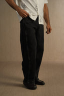 WASHED BLACKED WIDE COTTON JEANS