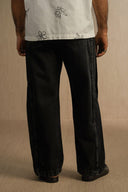 WASHED BLACKED WIDE COTTON JEANS