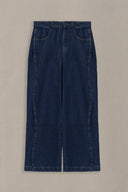 MID BLUE WIDE COTTON JEANS