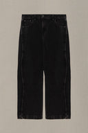 WASHED BLACKED WIDE COTTON JEANS