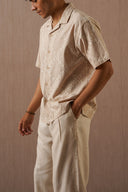 BEIGE MONTEGO BAY EMBROIDERED SHIRT
