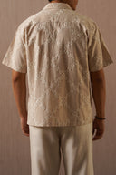 BEIGE MONTEGO BAY EMBROIDERED SHIRT