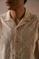 BEIGE MONTEGO BAY EMBROIDERED SHIRT
