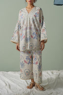 CREAM SUGARLOOP EMBROIDERED PANTS