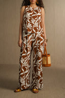 BROWN WHITE TROPIC FLOW PANTS