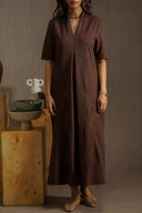 CHOCOLATE KNIT EMBROIDERED DRESS