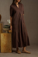 CHOCOLATE KNIT EMBROIDERED DRESS