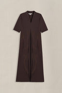 CHOCOLATE KNIT EMBROIDERED DRESS