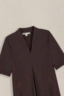 CHOCOLATE KNIT EMBROIDERED DRESS