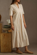 OFF WHITE KNIT EMBROIDERED DRESS