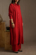 RED WILDFLOWER EMBROIDERED DRESS