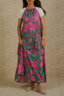 GREEN FLORA TIERED DRESS
