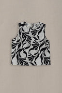 BLACK WHITE TROPIC FLOW TOP