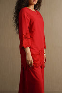 RED BOTANICAL CUTWORK TOP
