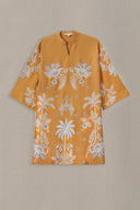 MUSTARD OCHRE BLOOM EMBROIDERED TUNIC