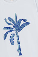 WHITE BLUE PALM TEE
