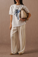 WHITE BLUE PALM TEE
