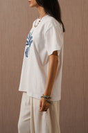 WHITE BLUE PALM TEE