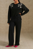 BLACK IVORY STITCH PANTS