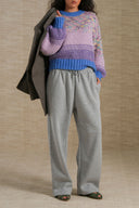 MELANGE GREY AIRPORT KNIT TROUSERS