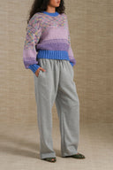 MELANGE GREY AIRPORT KNIT TROUSERS