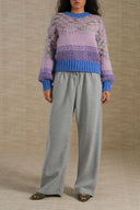 MELANGE GREY AIRPORT KNIT TROUSERS