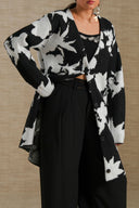 BLACK WHITE ROADSIDE BLOOM CARDIGAN