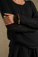 BLACK CROCHET KNIT TOP