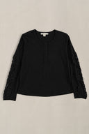 BLACK CROCHET KNIT TOP