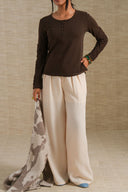 CHOCOLATE BROWN CROCHET KNIT TOP
