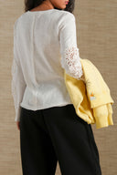 WHITE CROCHET KNIT TOP