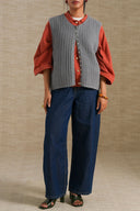 GREY MOSAIC KNIT CARDIGAN