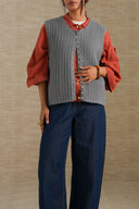 GREY MOSAIC KNIT CARDIGAN
