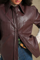 BURGUNDY AFTER-5 LEATHERY TOP