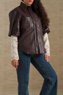 BURGUNDY AFTER-5 LEATHERY TOP
