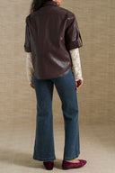 BURGUNDY AFTER-5 LEATHERY TOP