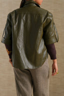 OLIVE AFTER-5 LEATHERY TOP