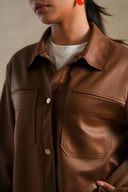 BROWN SADDLE POCKET TOP