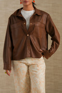 BROWN SADDLE POCKET TOP