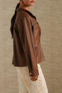 BROWN SADDLE POCKET TOP