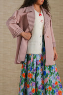 PINK CONTRAST COLLAR COAT