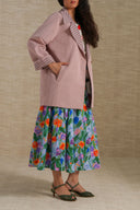 PINK CONTRAST COLLAR COAT