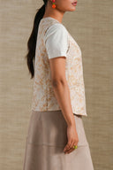 BEIGE JACQUARD FLORAL VEST