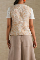 BEIGE JACQUARD FLORAL VEST