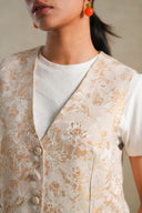 BEIGE JACQUARD FLORAL VEST