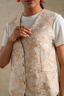 BEIGE JACQUARD FLORAL VEST