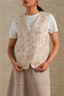 BEIGE JACQUARD FLORAL VEST