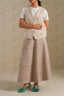 BEIGE JACQUARD FLORAL VEST