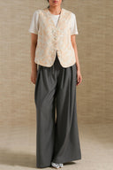 PINK JACQUARD FLORAL VEST